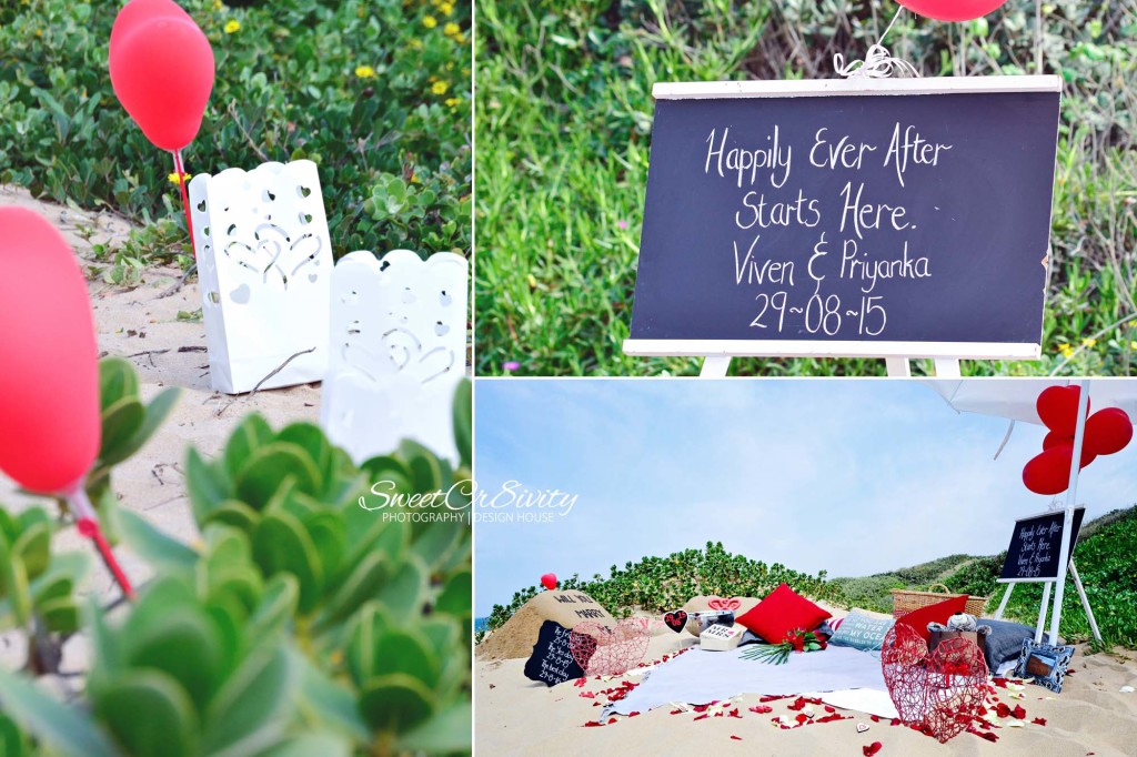 viven and priyanka, happily ever after, surprise proposal shoot, lanterns, red balloons, virginia beach durban north, sweetcr8ivity, durban photographers, moses mahbida stadium photography, seashell ring, browns teddy bear, red roses, photohraphy props, dial a picnic