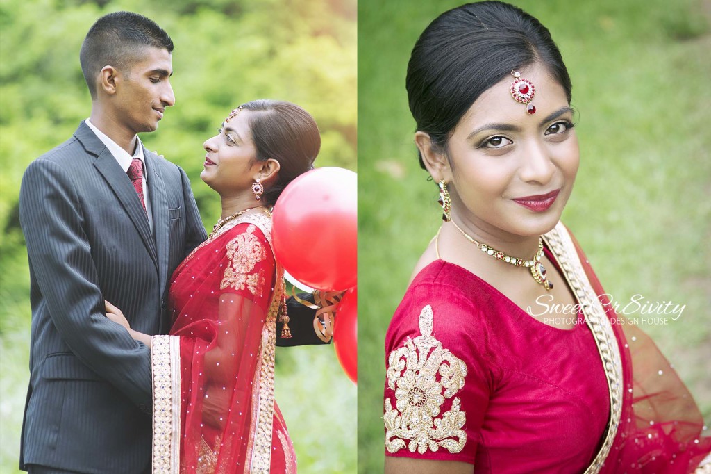 Siasha and dersen,hawaan forest,lush green backdrop,save the date shoot,wedding photography durban,SweetCr8ivity,red bridal lehenga,creative shoot umhlanga,lagoon,red and white baloon props, couples photography durban, graphic designer