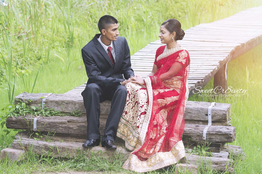 Siasha and dersen,hawaan forest,lush green backdrop,save the date shoot,wedding photography durban,SweetCr8ivity,red bridal lehenga,creative shoot umhlanga,lagoon,red and white baloon props, couples photography durban, graphic designer