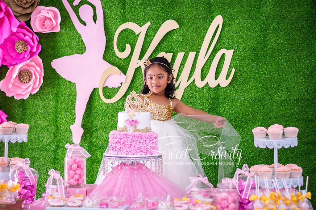 ballerina themed party,kiddies party photographers,durban,nikon,SweetCr8ivity,pink and gold,5th birthday,phoenix,rico the clown,elaine and aveen lutchman,paper flowers,backdrop