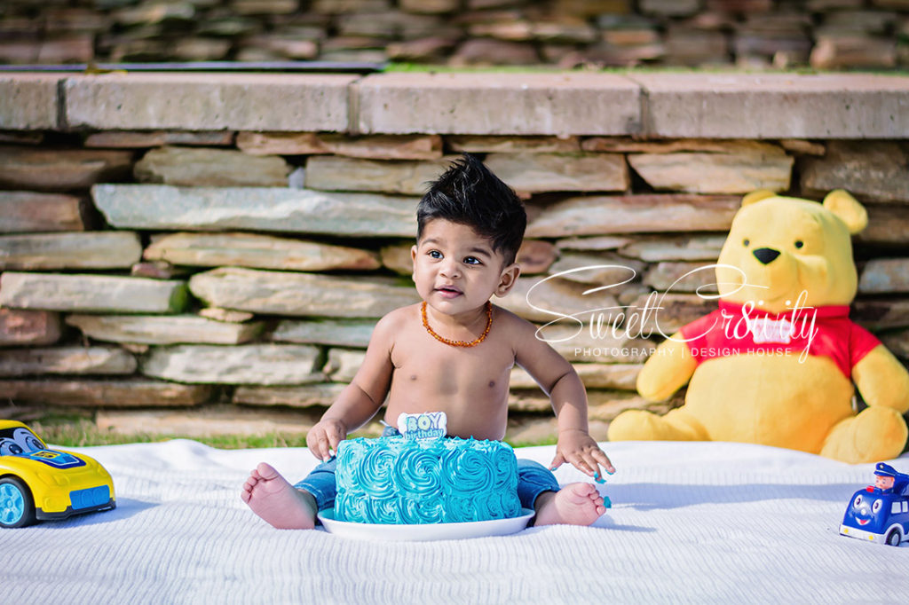 1st birthday, cake smash, chris saunders park, durban photographers, sweetcr8ivity, aveen and elaine lutchman, laughter, tayin, pooh, mila