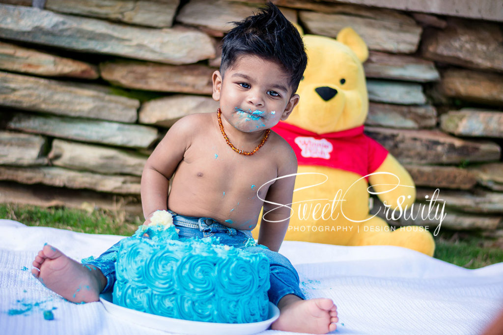 1st birthday, cake smash, chris saunders park, durban photographers, sweetcr8ivity, aveen and elaine lutchman, laughter, tayin, pooh, mila