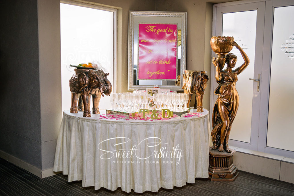 paan, coastlands musgrave, sweetcr8ivity, elaine and aveen lutchman, wedding reception, jayshree hari, decor, pink and gold lehenga, durban wedding photography