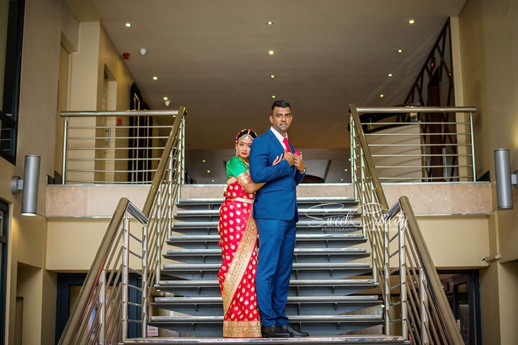 south indian wedding, best durban wedding photographers, sweetcr8ivity, elaine and aveen lutchman, umngeni road temple, intimate moments, creativity, colors, indian, happiness, love, creative shoot, red sari, dapper suit, navy blue,beauty,sunlight