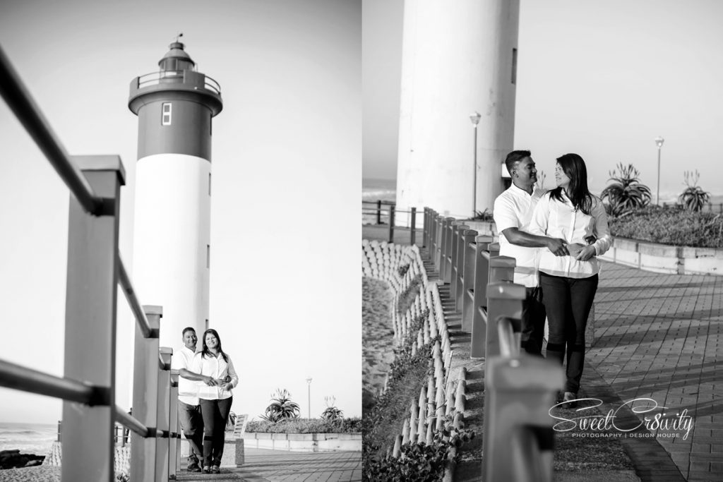 sunrise shoot, umhlanag beach, sweetcr8ivity, samantha and shaun, early morning, ocean, lighthouse, couple, best photographers durban, elaine and aveen lutchman, creative photography, durban wedding photographers, depth of field, sky, sun, engagement ring, diamonds