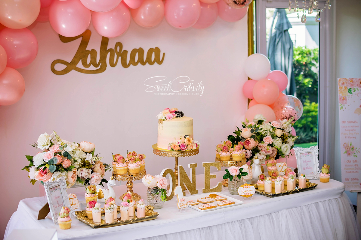 nazneen,kiddies parties, Sweetcr8ivity, best durban photographers, the polkadot company, chillie chocolate chefs, ambrosia cafe, pink and gold roses themed party,cupcake boutique durban, elaine and aveen lutchman, personalized cookies